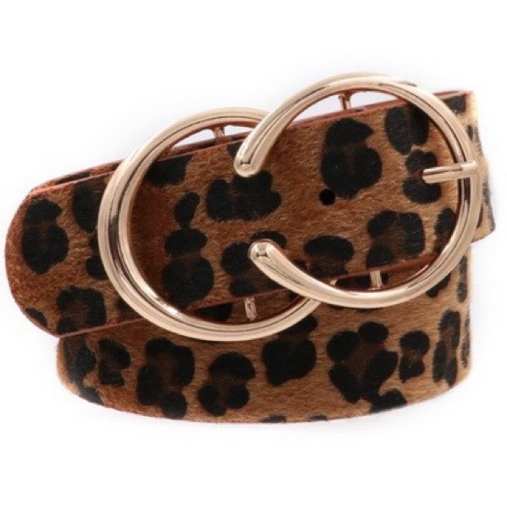 ✨RESTOCKED✨Leopard Print Faux Fur Double C Belt - Picture 5 of 6